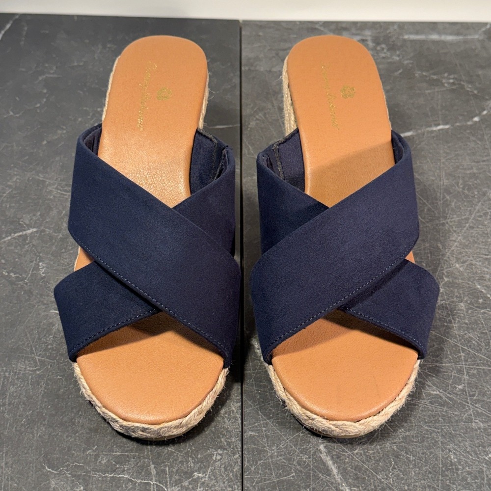 Womens Shoes | Tommy Bahama Stacey Sandals | Size 8.5M | Blue Espadrille Wedge